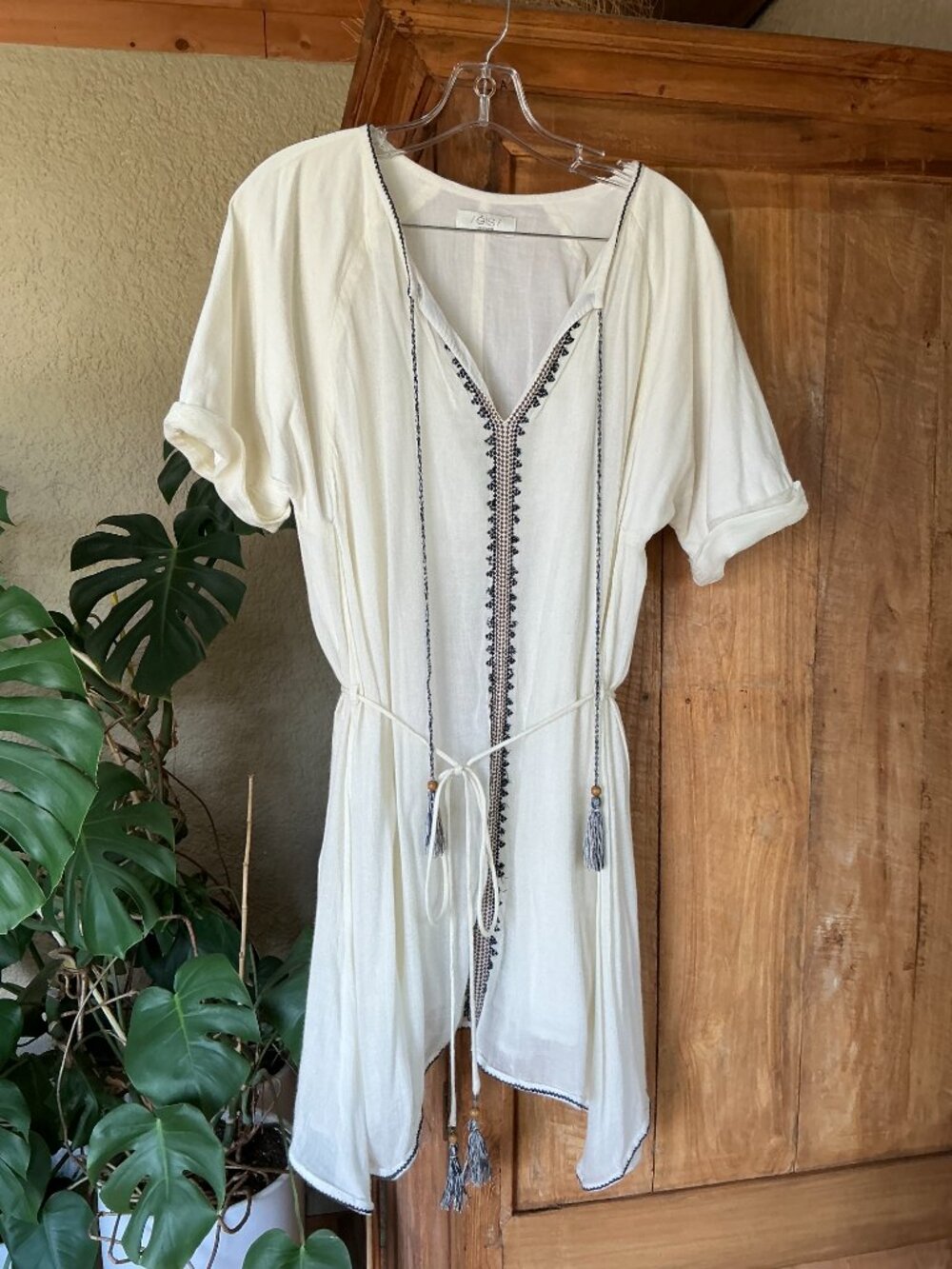 EIS  Beaded Cotton Gauze Coverall / Dress  I  Size S